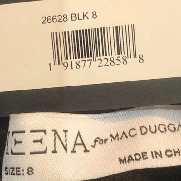 NEW | Mac Duggal 26628 Black Satin Lapel Puff Sleeve Tea Length Dress 8 - Picture 4 of 5